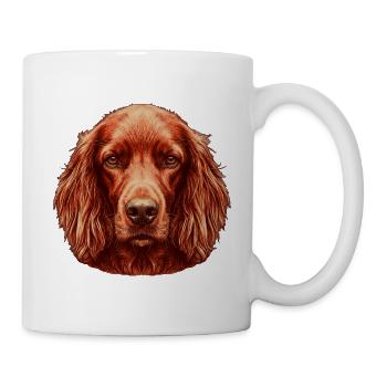 Kupferroter Irish Setter Hunde Porträt Kunst - Tasse - Weiß - Rechts