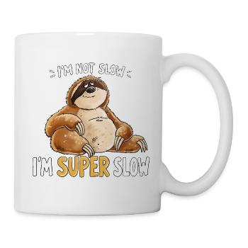 Faultier Super Slow Langsam Müde Spruch Humor - Tasse - Weiß - Rechts