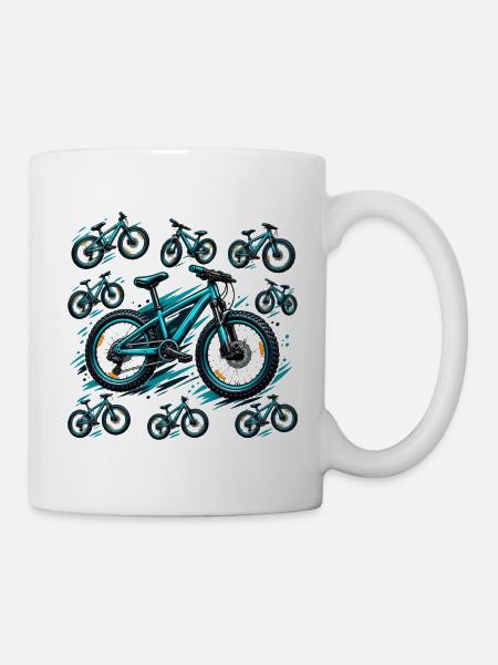 Türkisfarbenes Fahrrad in Burst - Tasse - Weiß