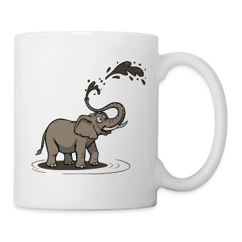 Dreck Schwingender Cartoon Elefant Spaß - Tasse - Weiß - Rechts