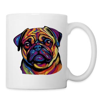 Farbexplosion Pug Portrait - Tasse - Weiß - Rechts