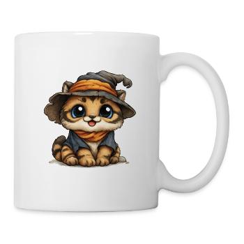 Abenteurer-Kater mit Zauberhut  - Tasse - Weiß - Rechts