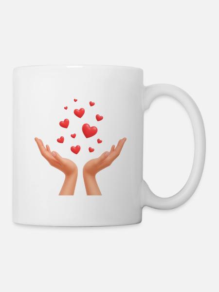 Hände, die Herzen sammeln - Tasse - Weiß