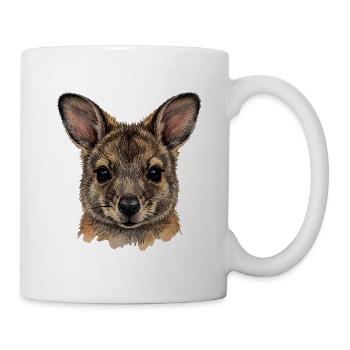 Wallaby Känguru Gesicht Aquarell Design - Tasse - Weiß - Rechts