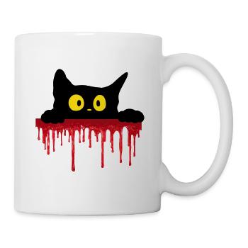 Unheimliche schwarze Katze - Tasse - Weiß - Rechts