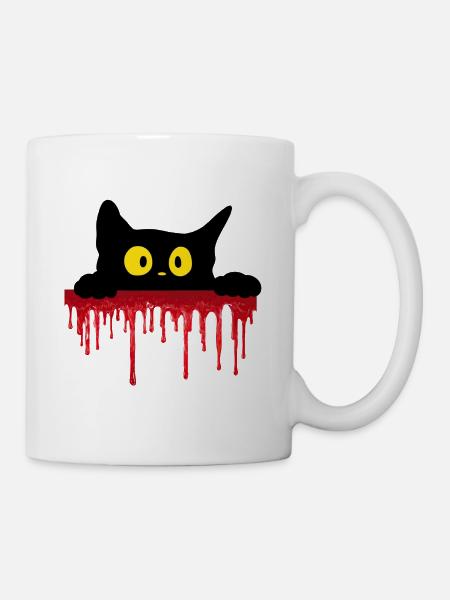 Unheimliche schwarze Katze - Tasse - Weiß