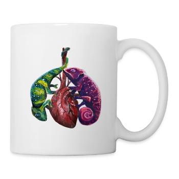 Chamäleons auf menschlichem Herz - Tasse - Weiß - Rechts