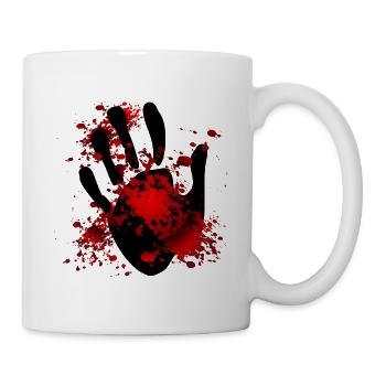 Halloween Blutende Hand - Tasse - Weiß - Rechts