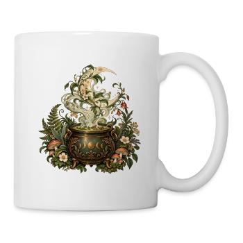 Mystischer Mondkessel im Kräuterwald - Tasse - Weiß - Rechts
