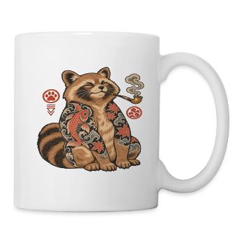 Katzenkoi Tattoo mit Pfeife - Tasse - Weiß - Rechts