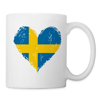 Schweden Herzflagge Grunge - Tasse - Weiß - Rechts