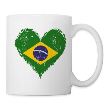 Brasilien Herzflagge Grunge - Tasse - Weiß - Rechts