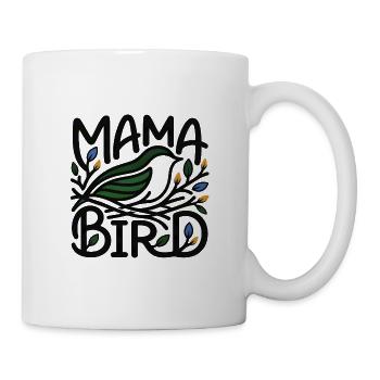Mama Bird – Minimalistischer skandinavischer Stil - Tasse - Weiß - Rechts