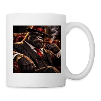 Gorilla-Dandy im Smoking und Zigarre - Tasse - Weiß - Rechts