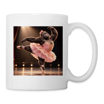 Gorilla-Ballerina-Pink in Tutu - Tasse - Weiß - Rechts