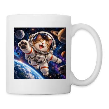Katzenastronaut im All - Tasse - Weiß - Rechts