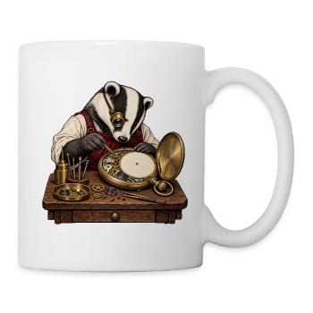 Dachs repariert eine Taschenuhr - Tasse - Weiß - Rechts