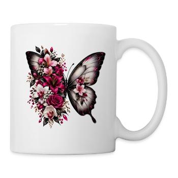 Flügelpoesie Blüten-Schmetterling - Tasse - Weiß - Rechts