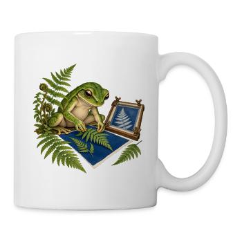 Frosch fertigt eine Farn-Cyanotypie - Tasse - Weiß - Rechts