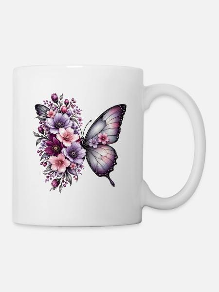 Blütenfalter Traumpracht - Tasse - Weiß