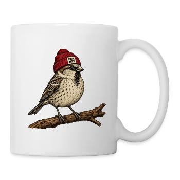 Spatz mit Mütze - FCK NZS - Statement gegen Rechts - Tasse - Weiß - Rechts