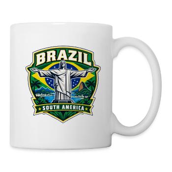 Brazil Pride Emblem | Der Retter Rio - Tasse - Weiß - Rechts