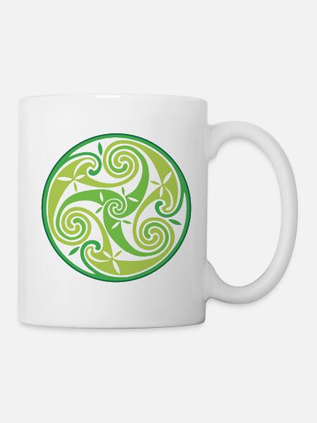Grünes keltisches Triskel - Tasse - Weiß