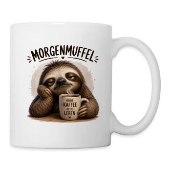 Morgenmuffel Sloth mit Kaffee - Tasse - Weiß - Rechts
