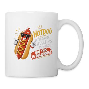 Freche Sonnenbrillen-Hotdog: Erwachsenen-Pause - Tasse - Weiß - Rechts