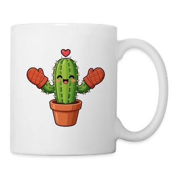 Kaktus mit Ofenhandschuhen - Tasse - Weiß - Rechts
