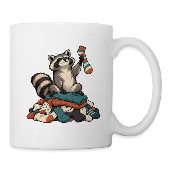 Waschbär auf dem Wäscheberg - Tasse - Weiß - Rechts