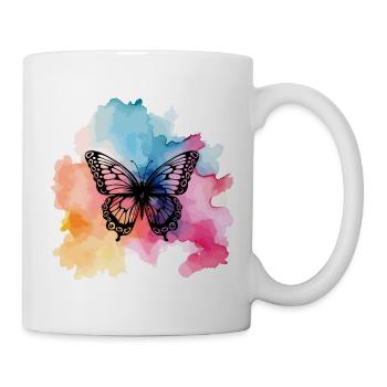 Bunter Schmetterling - Tasse - Weiß - Rechts