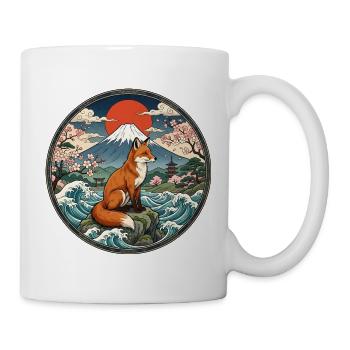 Fuchs vor dem Fuji - Tasse - Weiß - Rechts