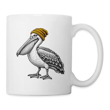 Pelikan mit Strickmütze - Tasse - Weiß - Rechts