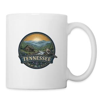 Tennessee Smoky Mountains Retro-Reiseabzeichen - Tasse - Weiß - Rechts