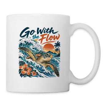 Go With the Flow – Honu Meeresschildkröte - Tasse - Weiß - Rechts