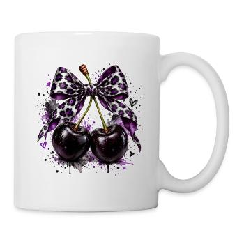Lila Kirschband-Bow - Tasse - Weiß - Rechts