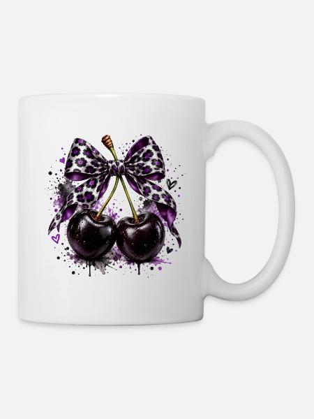 Lila Kirschband-Bow - Tasse - Weiß