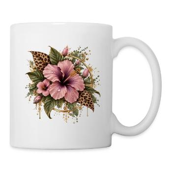 Hibiskus Leopard Gold Komposition - Tasse - Weiß - Rechts
