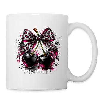 Kirschen mit Leopardenmuster - Tasse - Weiß - Rechts