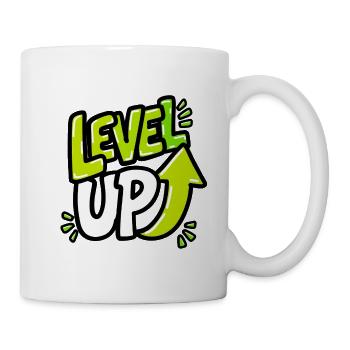 GEN Z ZITIERT TYPOGRAFIEDESIGN – Level Up Neon - Tasse - Weiß - Rechts