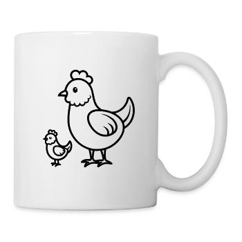 Henne und Küken - Tasse - Weiß - Rechts