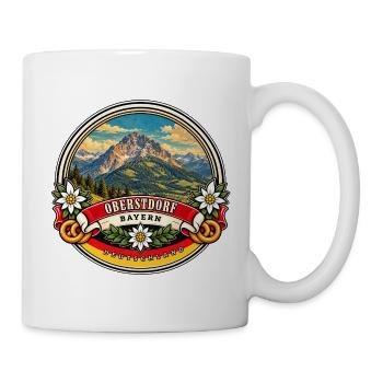 Oberstdorf Allgäu Vintage Reisedesign - Tasse - Weiß - Rechts