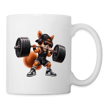 Fitness Eichhörnchen Gym Muskeln Bodybuilding - Tasse - Weiß - Rechts