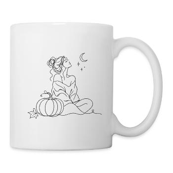 Frau Silhouette Illustration Einstrichzeichnung - Tasse - Weiß - Rechts