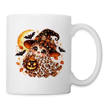 Leopardengeist im Halloweenhut - Tasse - Weiß - Rechts