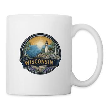 Wisconsin Door County Leuchtturm-Reisegeschenk - Tasse - Weiß - Rechts