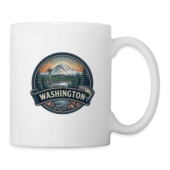 Washington Mount Rainier Space Needle Geschenk - Tasse - Weiß - Rechts
