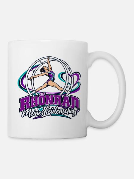 Rhönrad Leidenschaft: Kraftvolle Gymnastik - Tasse - Weiß