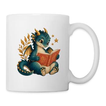 Book Dragon – Fantasy und Lesen - Tasse - Weiß - Rechts